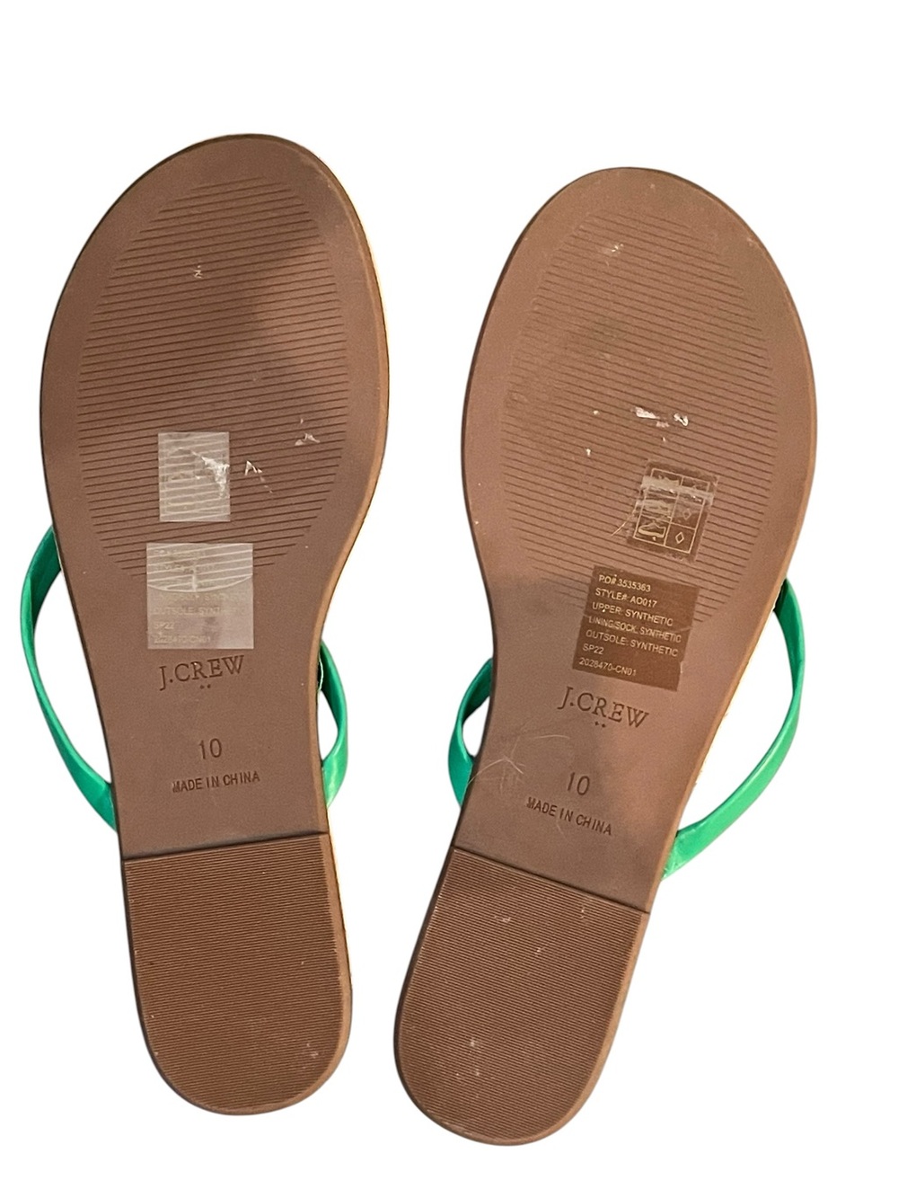 J.Crew Factory Kelly Green Leather Thong Sandals Women’s Size 10 NWOT - Picture 2 of 4